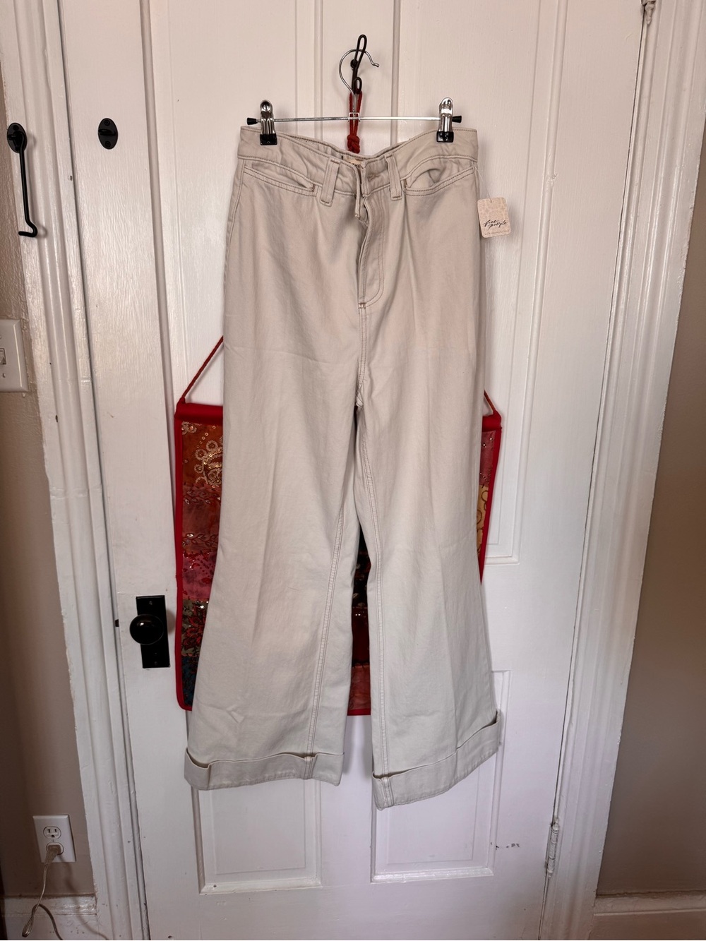 Free People Neutral Wide-Leg Pant in Light Beige